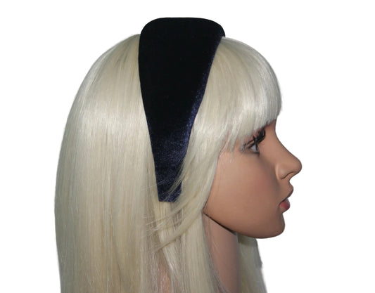 Dark Blue padded headband for women, velvet wide hairband, plastic free