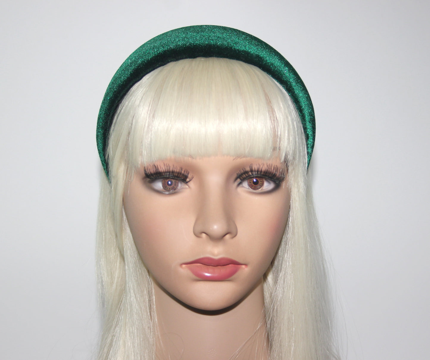 Dark Green padded headband Fluffy velvet hairband, plastic free