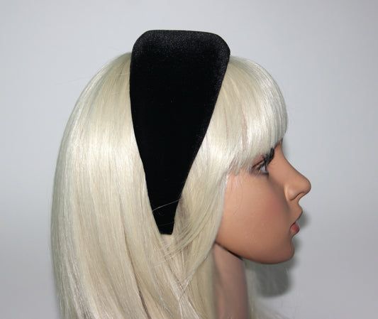Black velvet padded headband for women, Fashion head scarf, plastic free