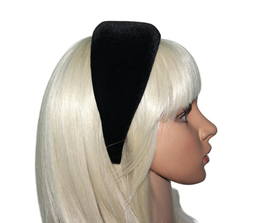 Black velvet padded headband for women, Fashion head scarf, plastic free