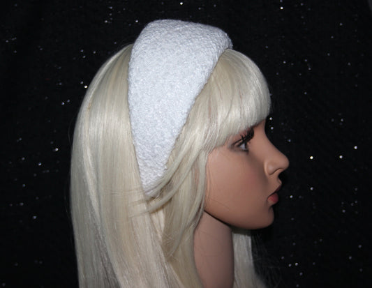 White padded headband for women, Wedding tweed fashion head cover, plastic free