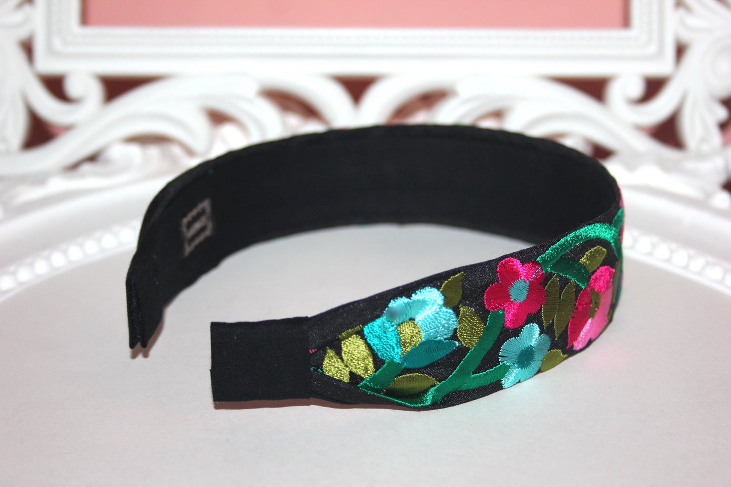 Narrow headband scarf 1.4"inch Boho colorful embroidered hairband for women Luxury headpiece