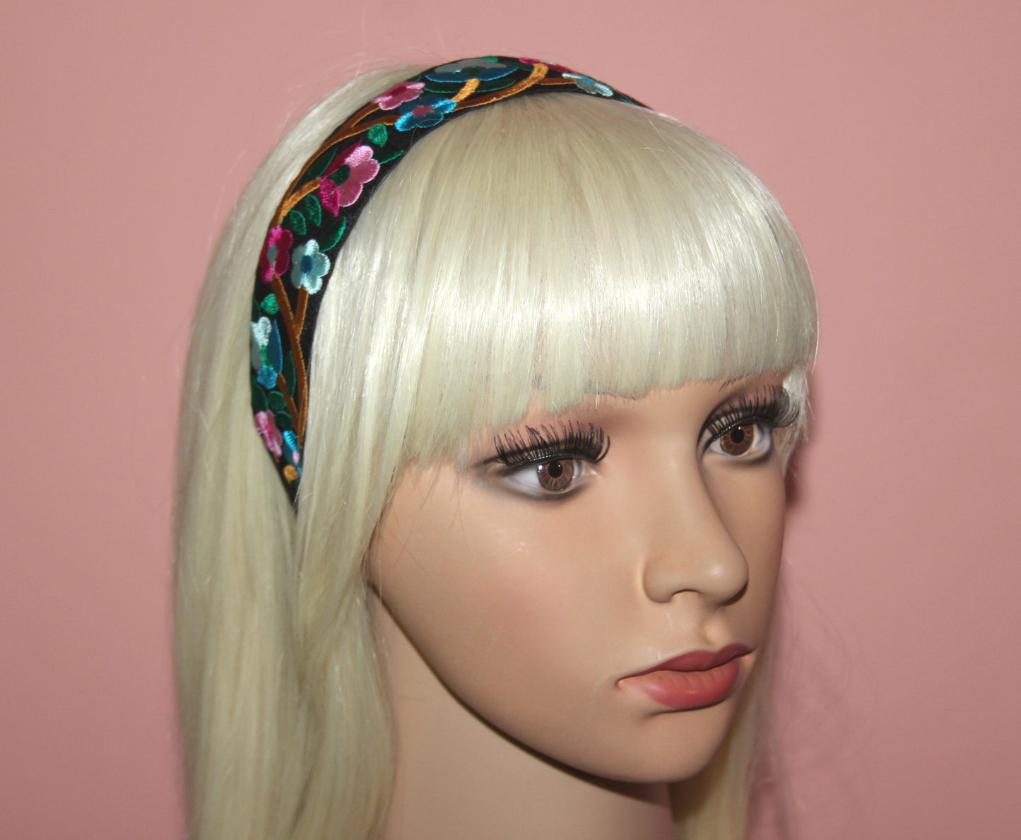 Narrow black headband scarf 1.4''inch Boho colorful hairband Luxury headpiece
