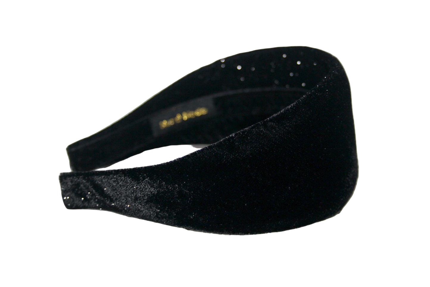 Black stardust velvet headband for women, plastic free