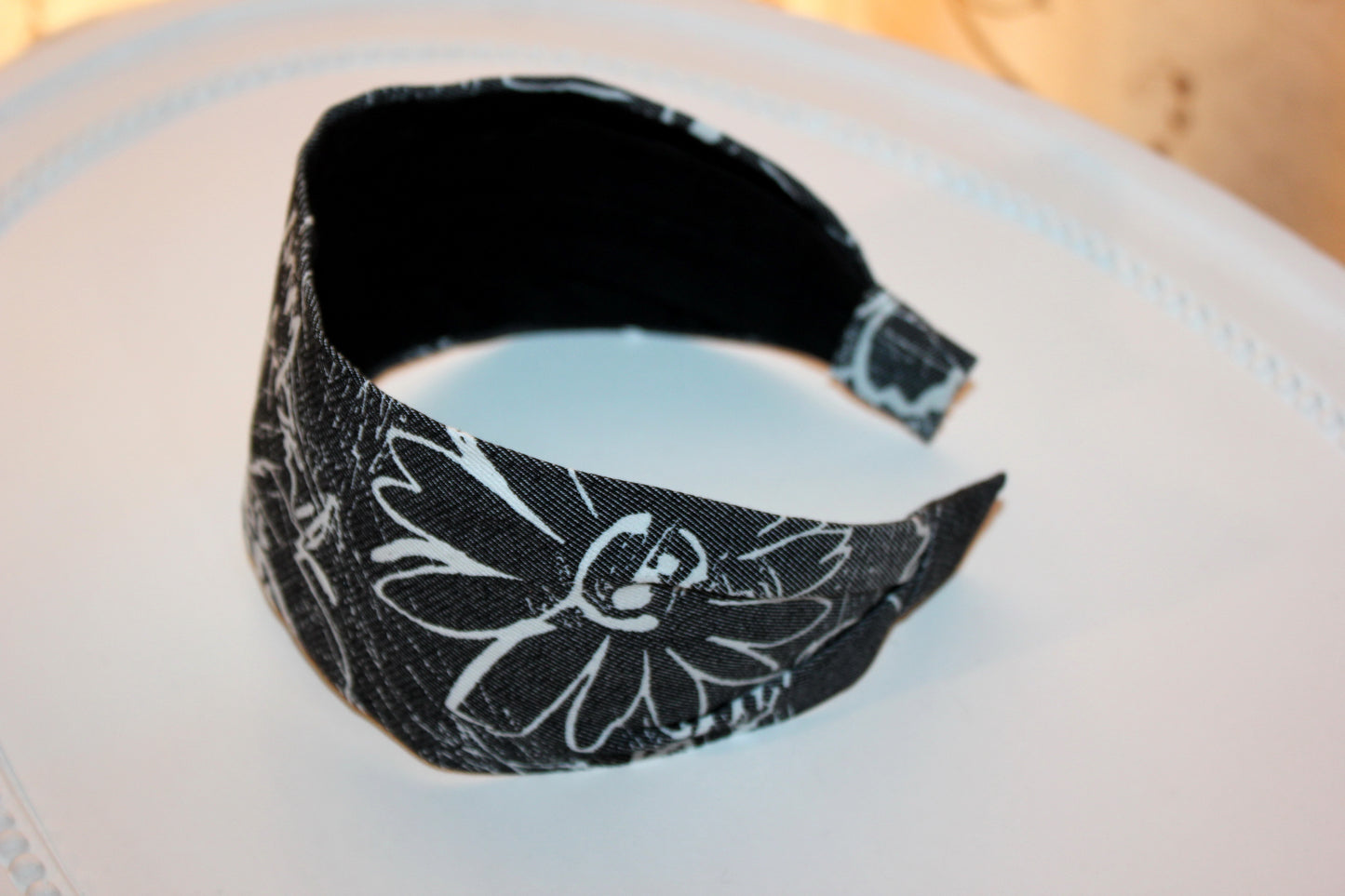 Gray denim pattern hairband