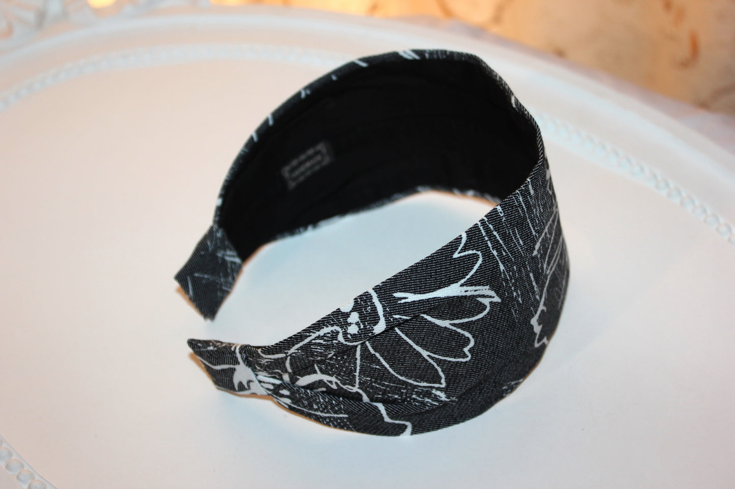 Gray denim pattern hairband