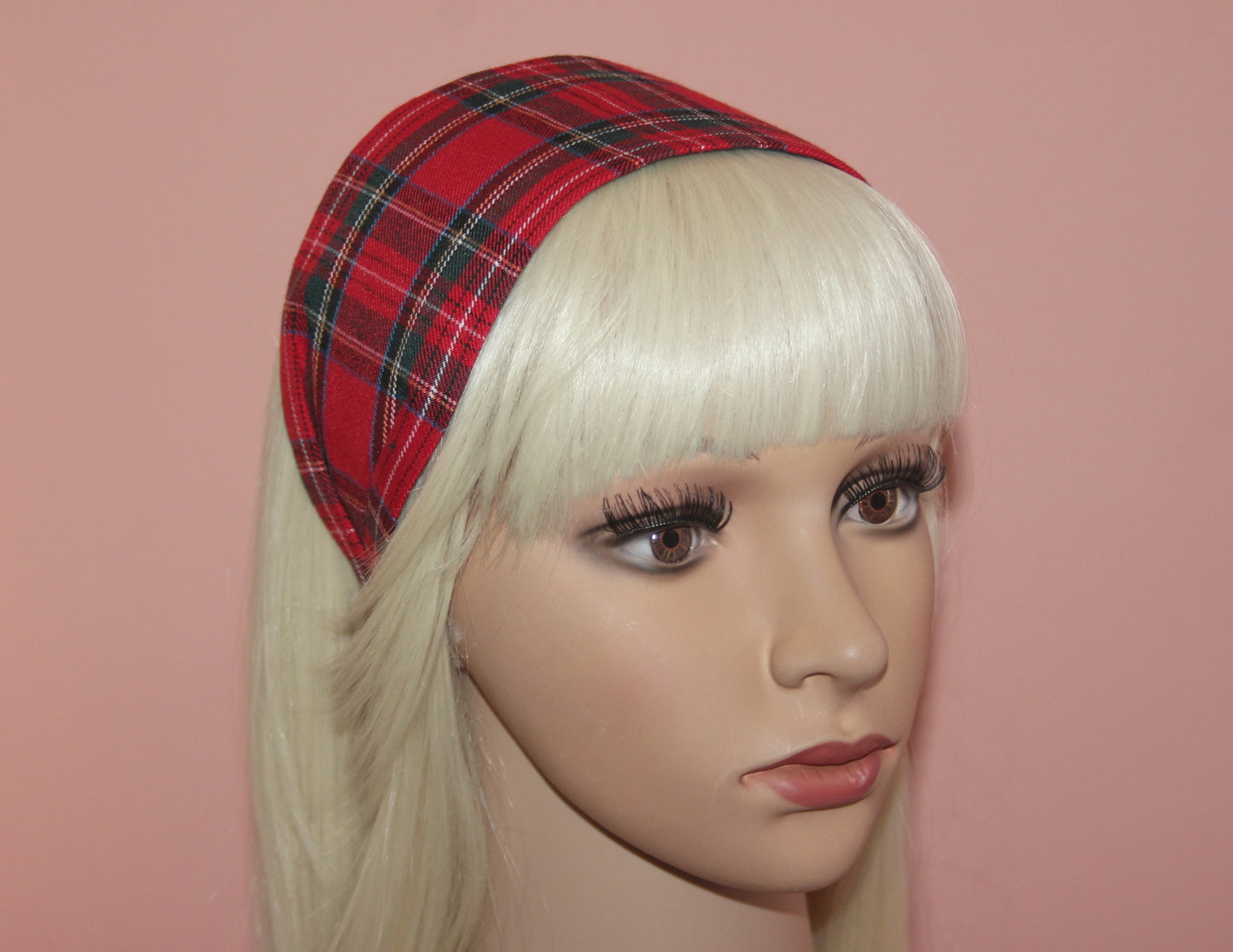 Tartan headband for women Red & Green Christmas headcover