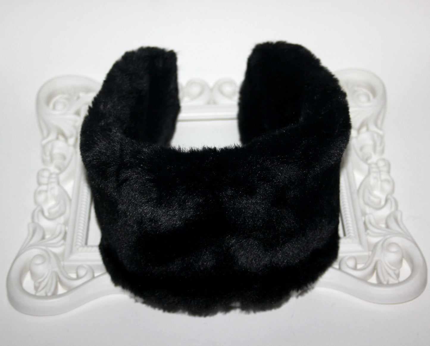 Black earmuffs Rabbit faux fur headband turban Skiing headphones