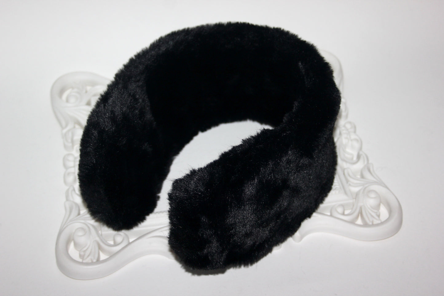Black earmuffs Rabbit faux fur headband turban Skiing headphones