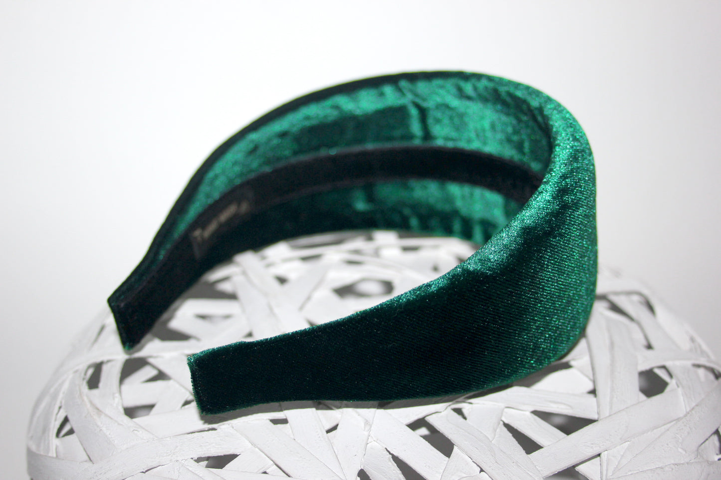 Dark Green padded headband Fluffy velvet hairband, plastic free