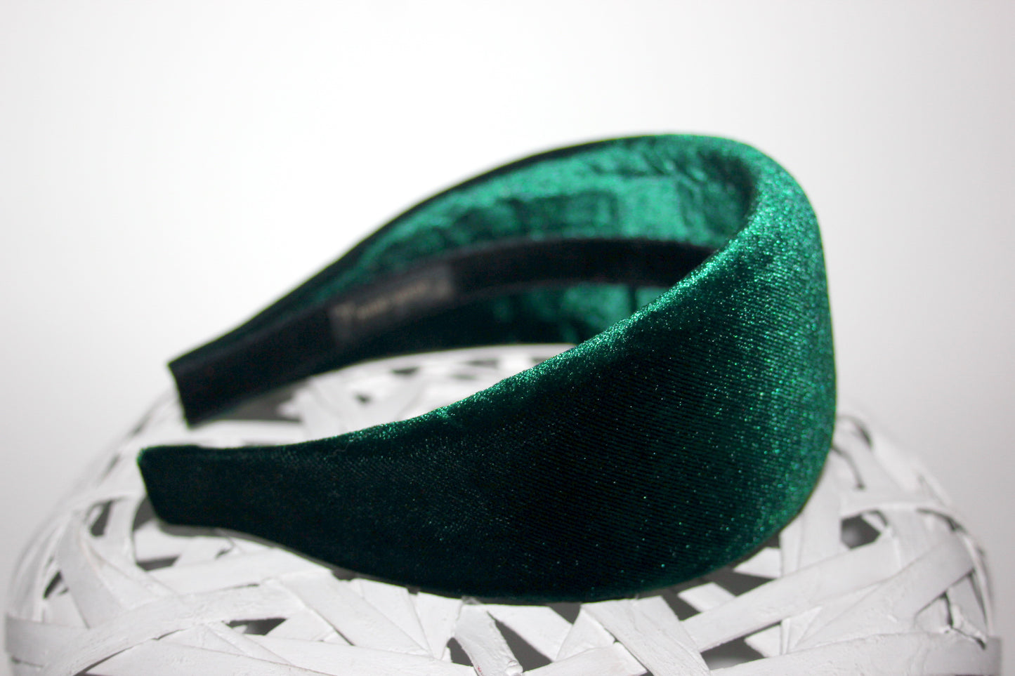 Dark Green padded headband Fluffy velvet hairband, plastic free