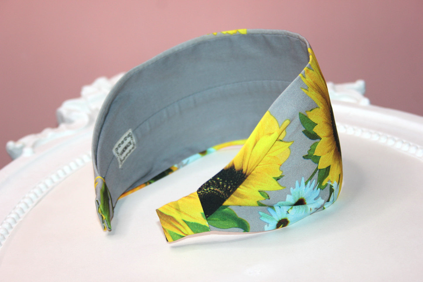 Sunflower head covering gray&yellow women hairband scarf