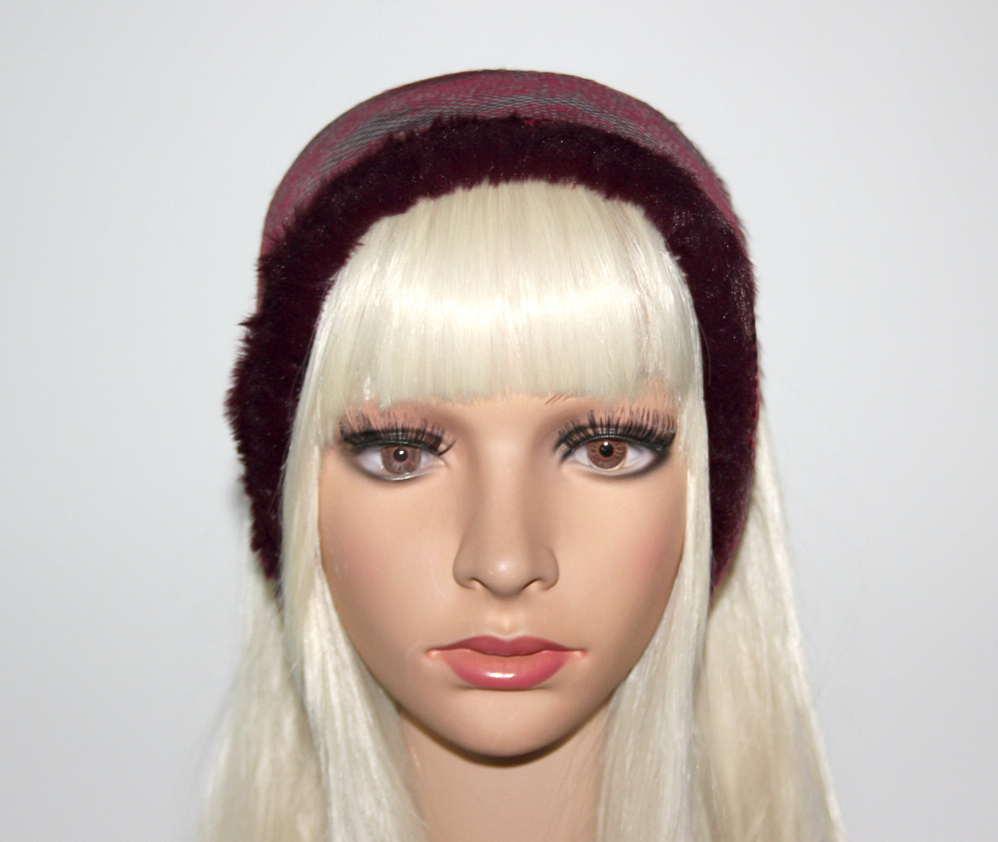 Luxury Dark Red Snake print warm earmuffs Stylish and warm ear cover