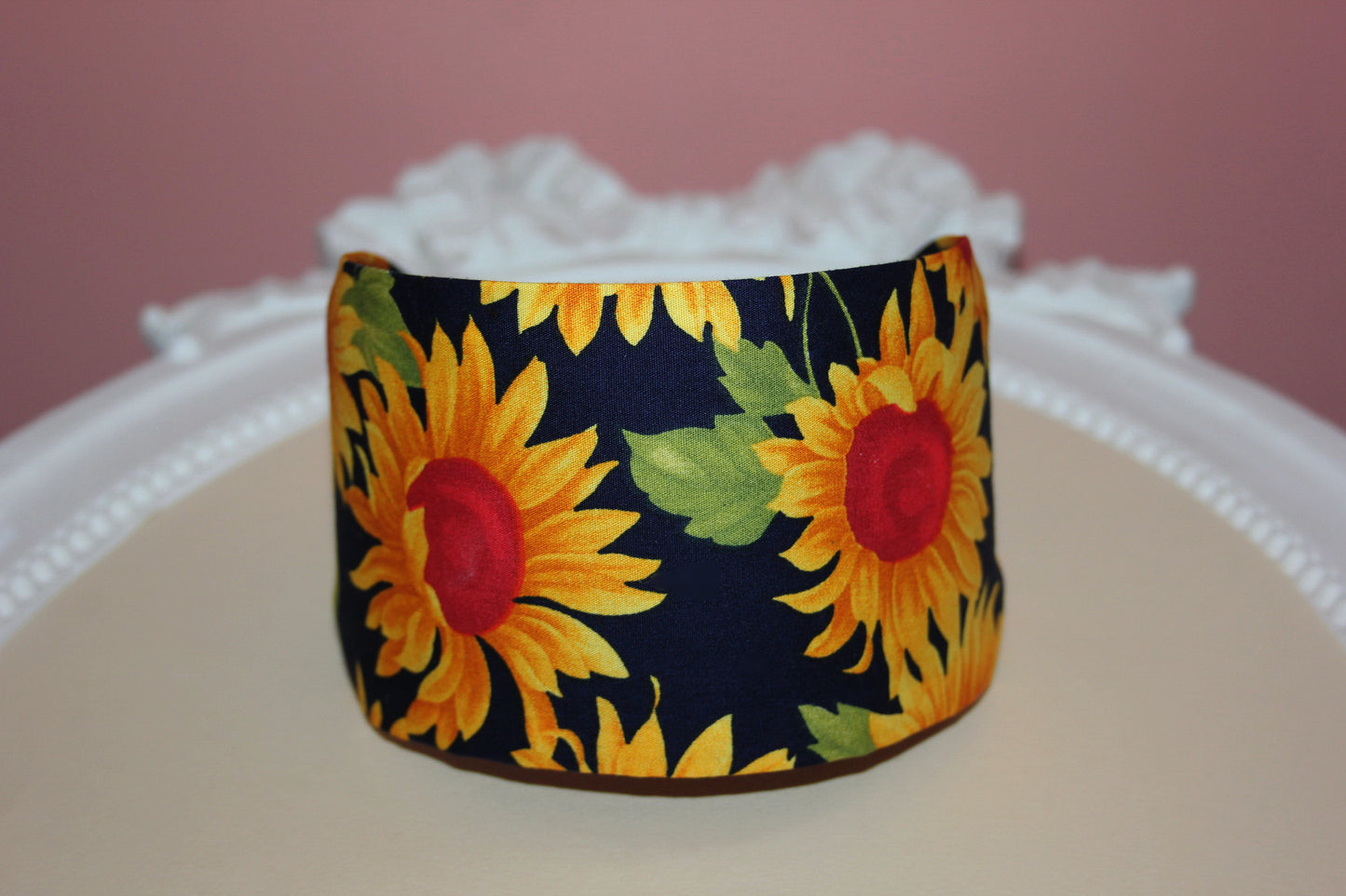 Sunflower headband for women Extra wide fabric hairband bandana cotton print hair band, more colors available