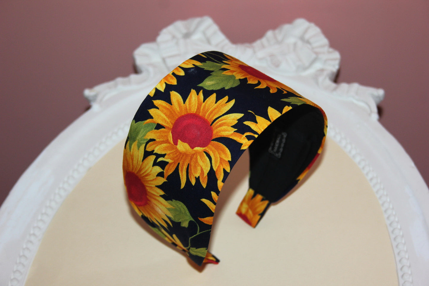 Sunflower headband for women Extra wide fabric hairband bandana cotton print hair band, more colors available