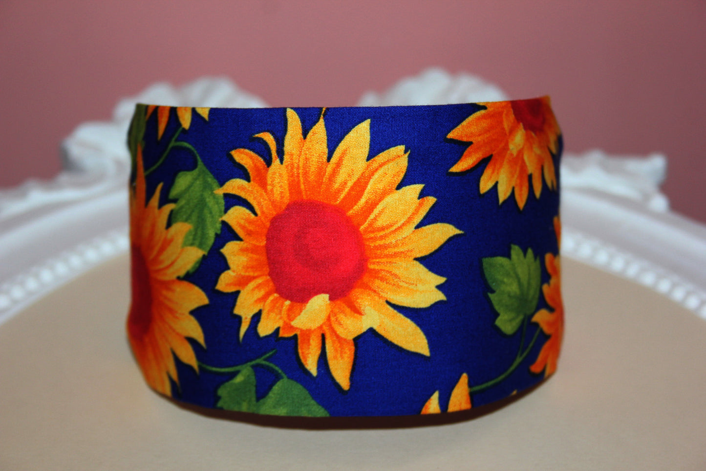 Sunflower headband for women Extra wide fabric hairband bandana cotton print hair band, more colors available