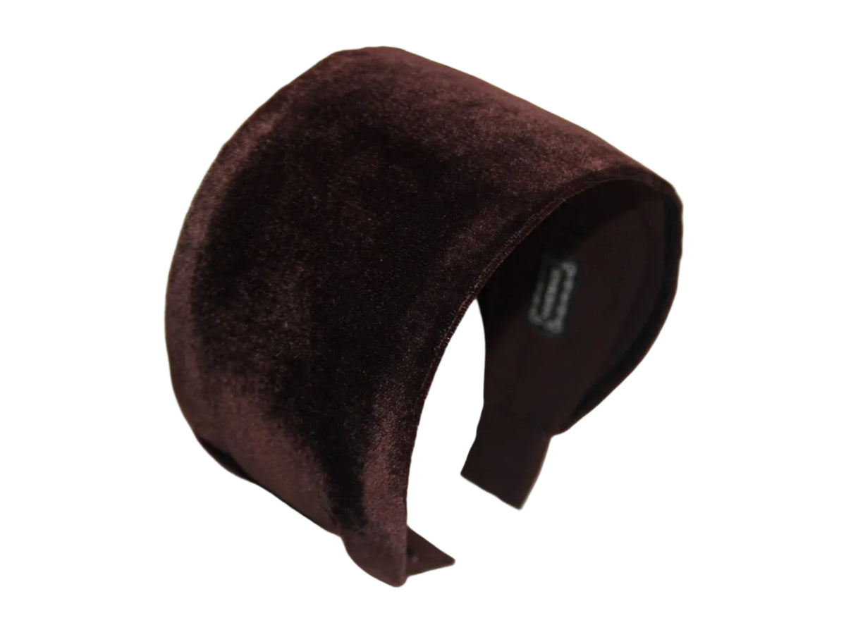 Dark Brown silk velvet flat headband