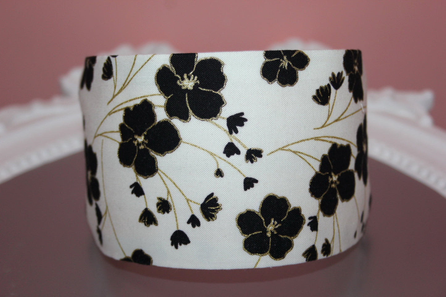 Ivory retro flower print cotton headband