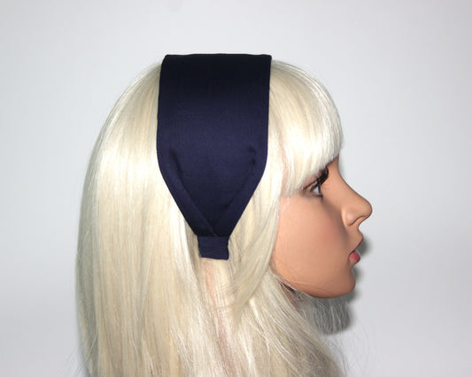 Cotton Headband in Navy Blue - Perfect for Business Attire, Stylish Women's Head Scarf