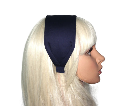 Cotton Headband in Navy Blue - Perfect for Business Attire, Stylish Women's Head Scarf