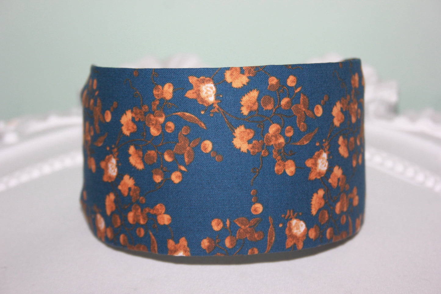 Headband for women boho dark blue cotton print fabric head scarf