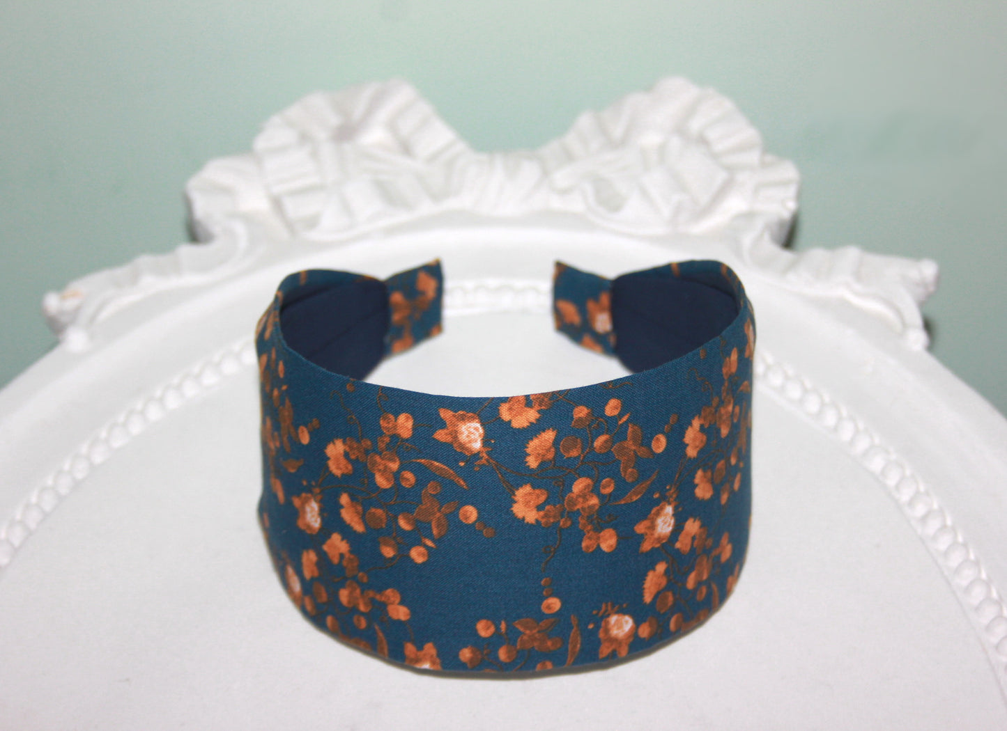Headband for women boho dark blue cotton print fabric head scarf