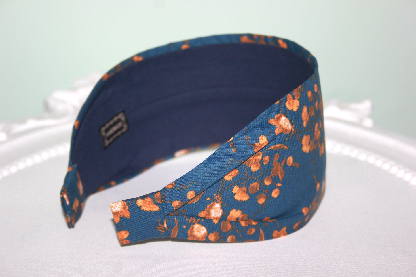 Headband for women boho dark blue cotton print fabric head scarf