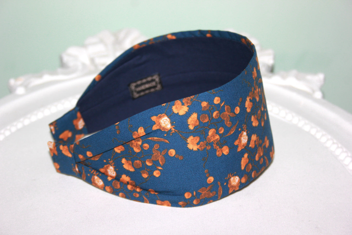 Headband for women boho dark blue cotton print fabric head scarf