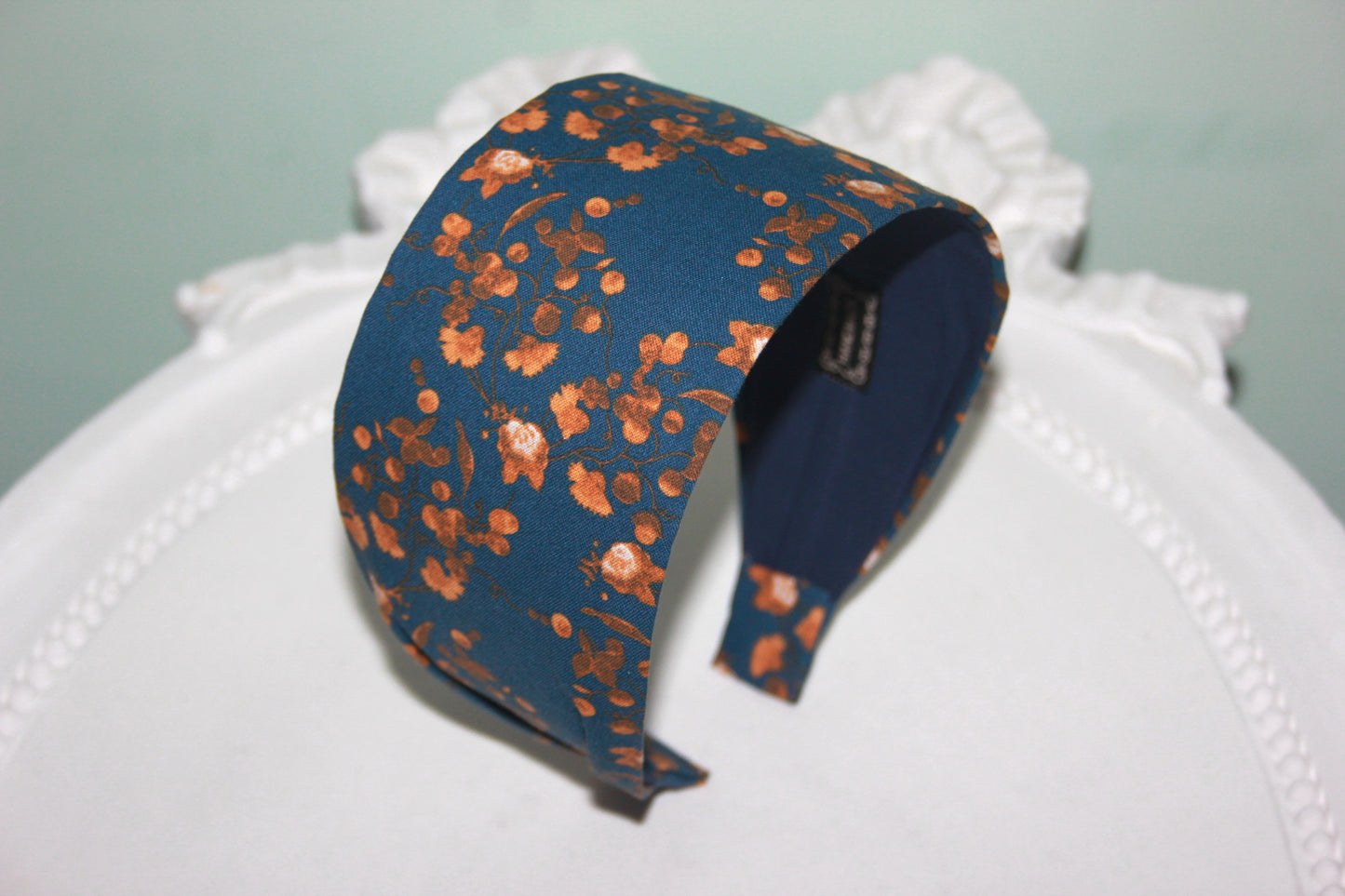 Headband for women boho dark blue cotton print fabric head scarf