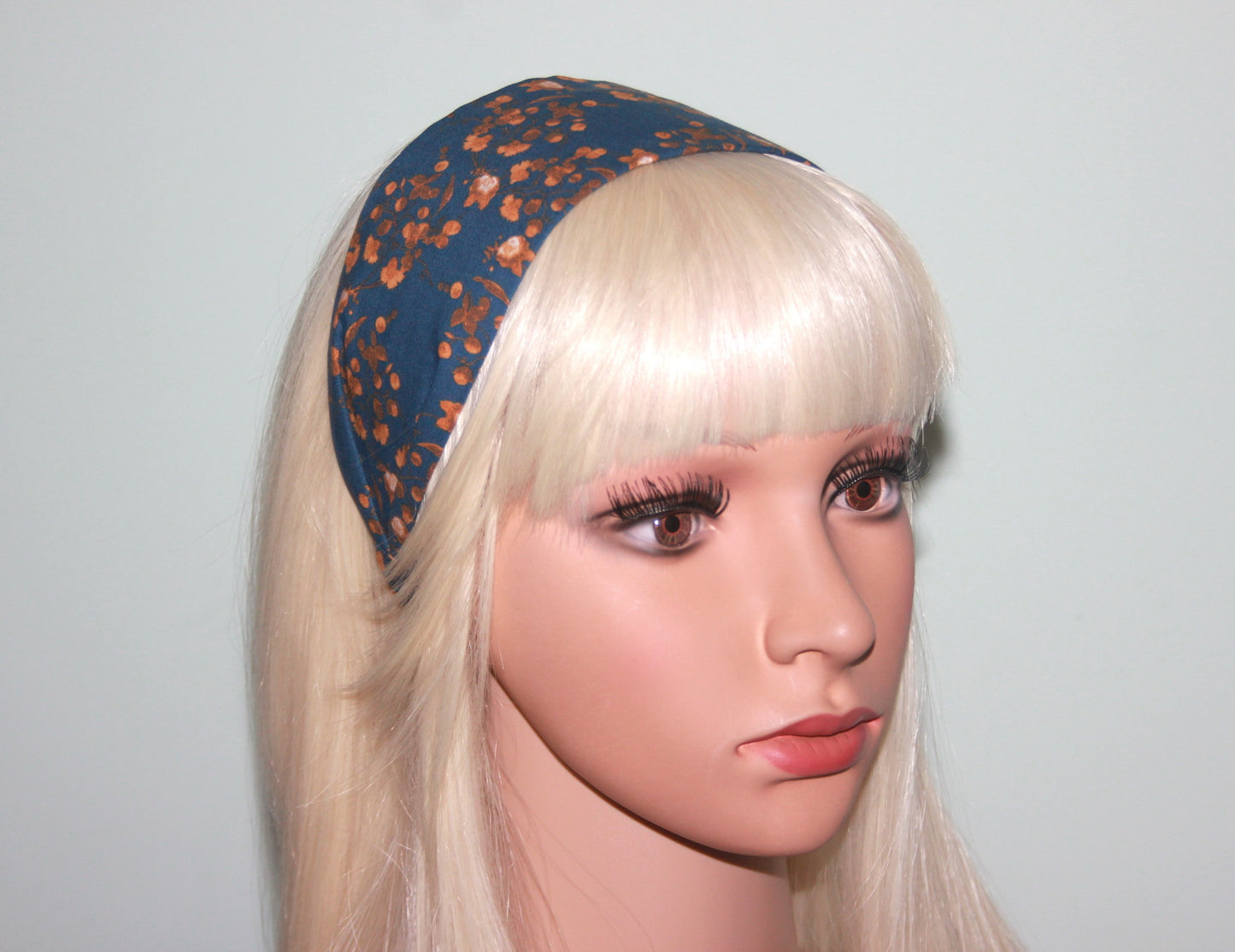 Headband for women boho dark blue cotton print fabric head scarf