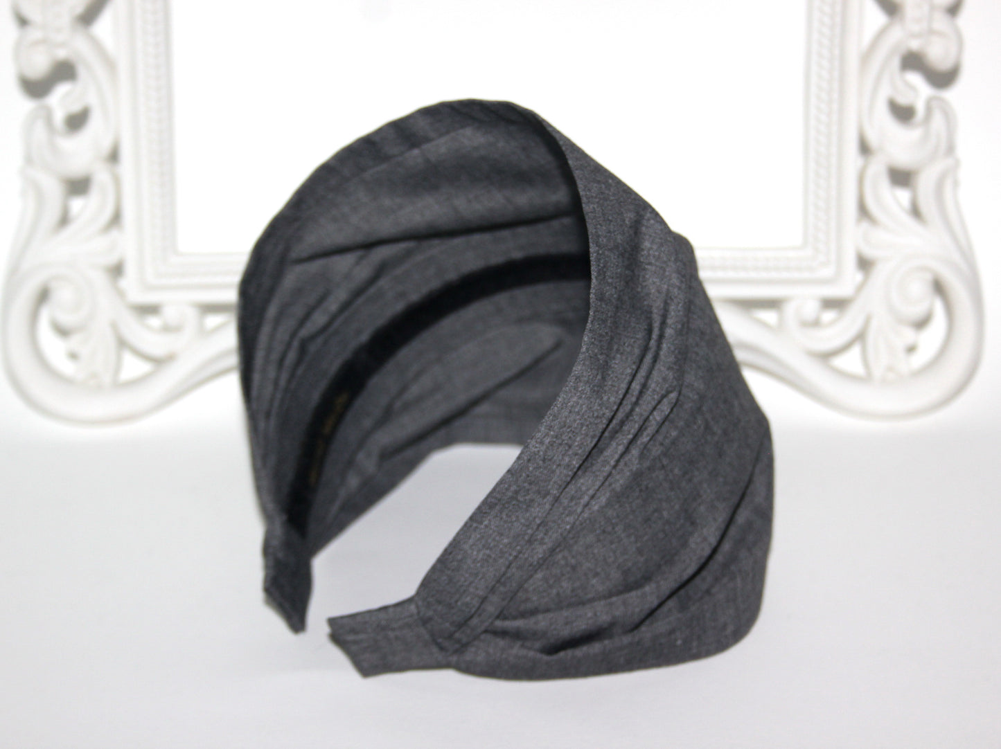 Melange Dark Gray bandana headband Wide cotton hairband Alopecia head cover
