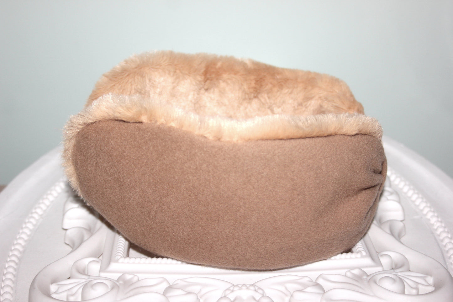Faux Fur Brown earmuffs women ear warmer Comfy wool headband turban