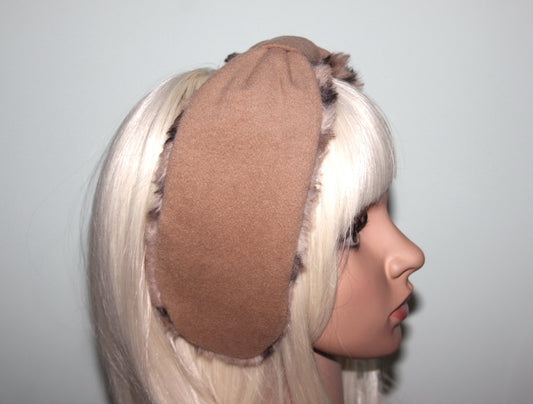 Brown earmuffs for women Animmal print faux fur headband turban