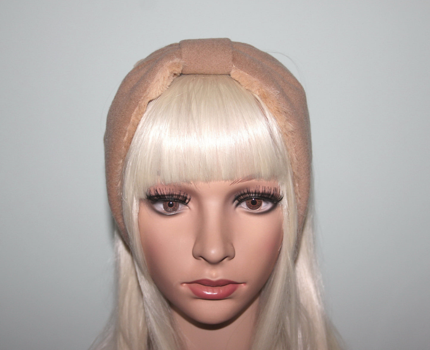 Faux Fur Brown earmuffs women ear warmer Comfy wool headband turban