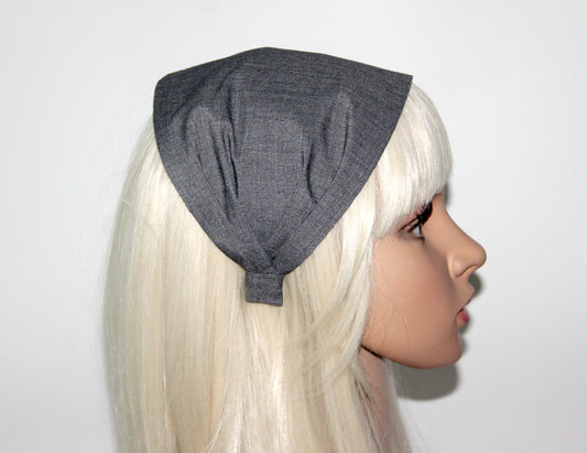 Melange Dark Gray bandana headband Wide cotton hairband Alopecia head cover