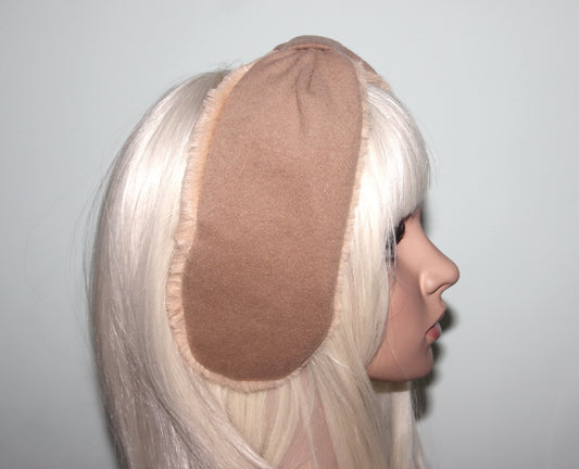 Faux Fur Brown earmuffs women ear warmer Comfy wool headband turban