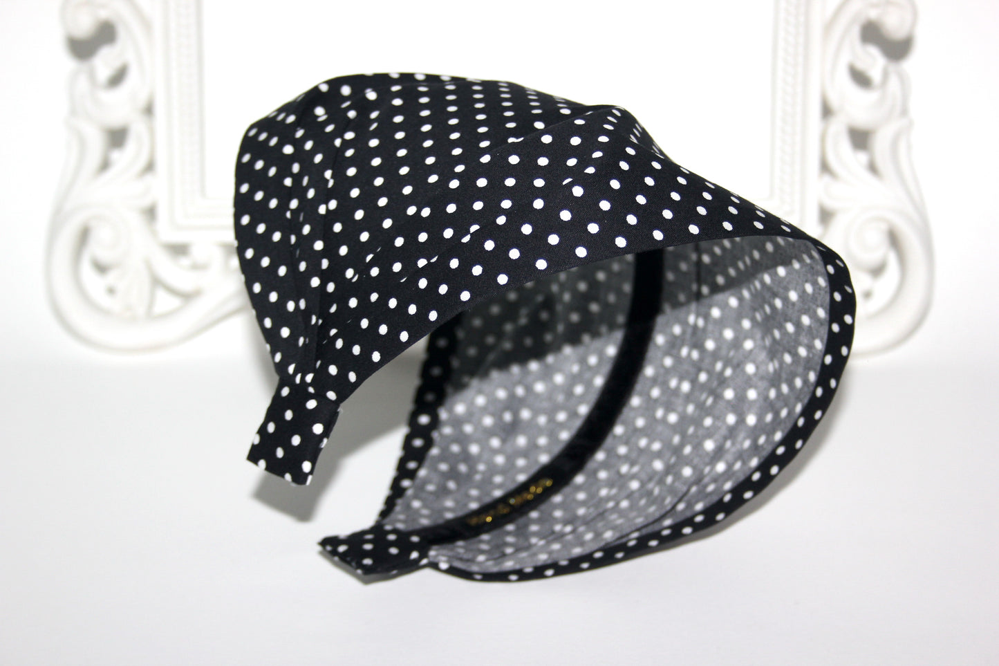 Polka dot headband bandana Black & White cotton hippie head scarf