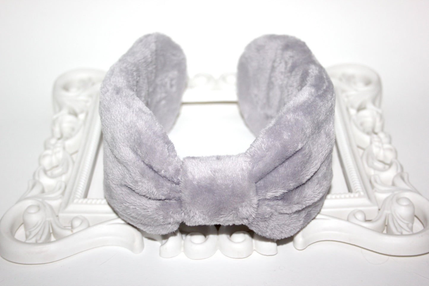 Fluffy ear warmer Gray faux fur earmuffs women Headband turban