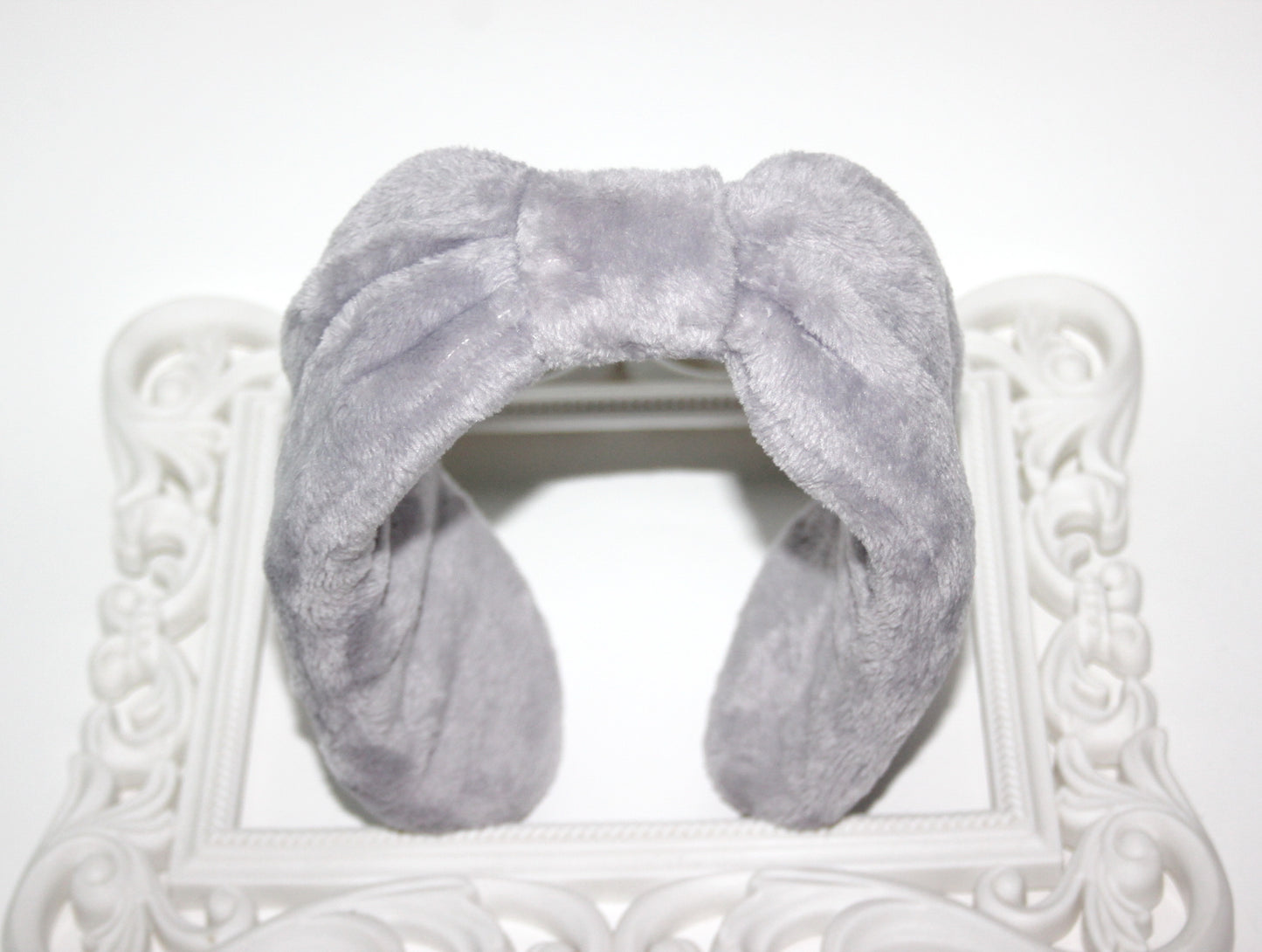 Fluffy ear warmer Gray faux fur earmuffs women Headband turban