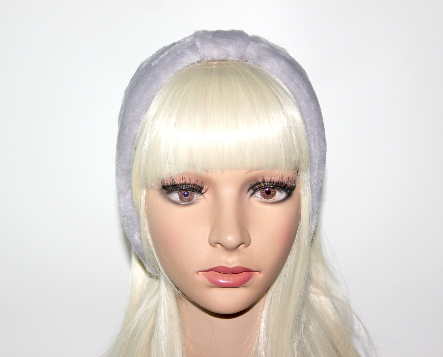 Fluffy ear warmer Gray faux fur earmuffs women Headband turban
