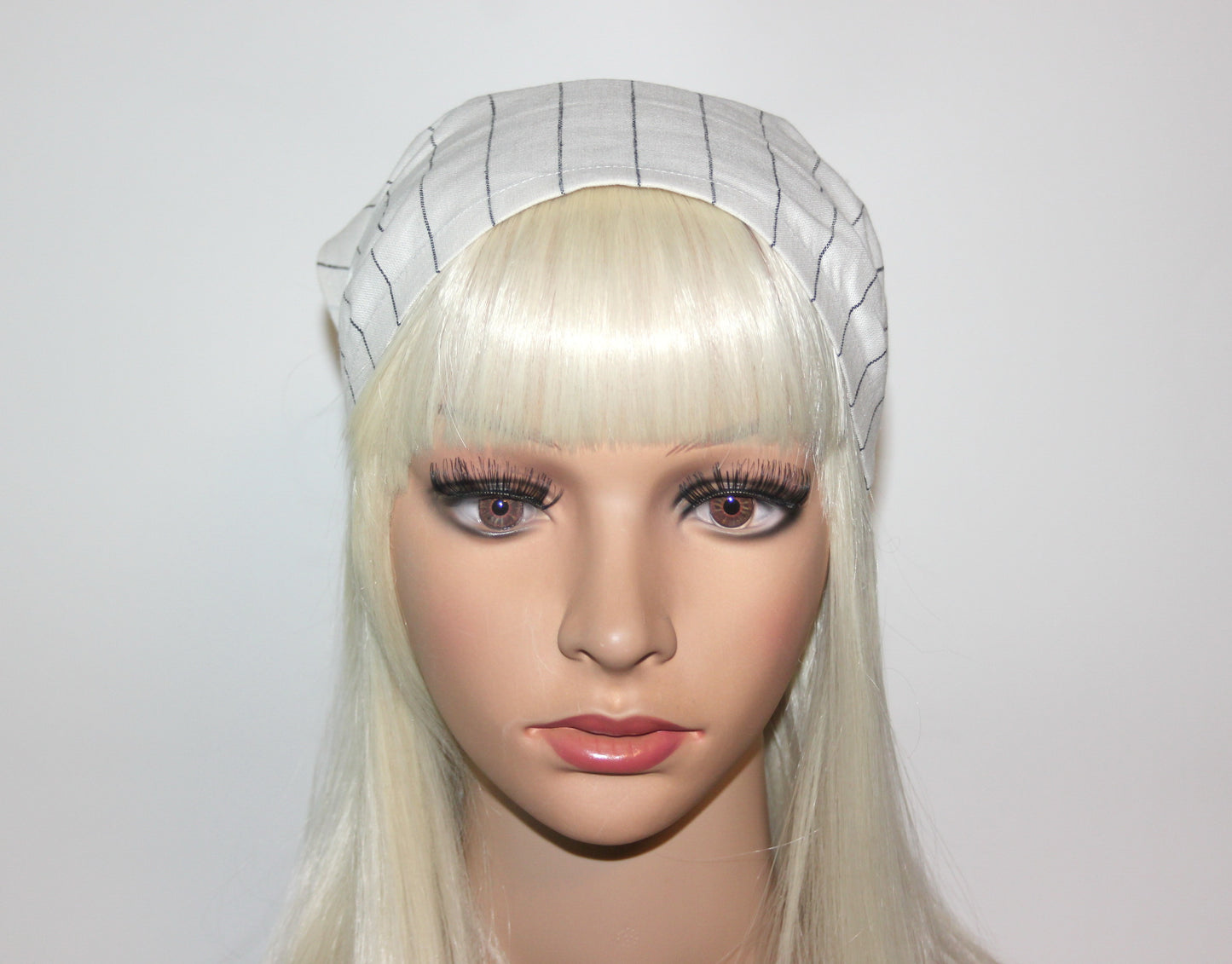 Ivory & Black stripe bandana Linen headband Structured retro head scarf Comfy hippie headband (Copy)