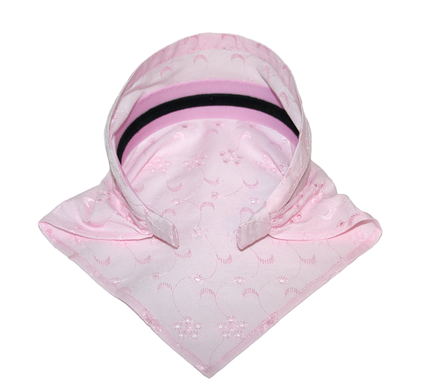 Pink hair kerchief Eyelet cotton bandana headband Triangle headcover