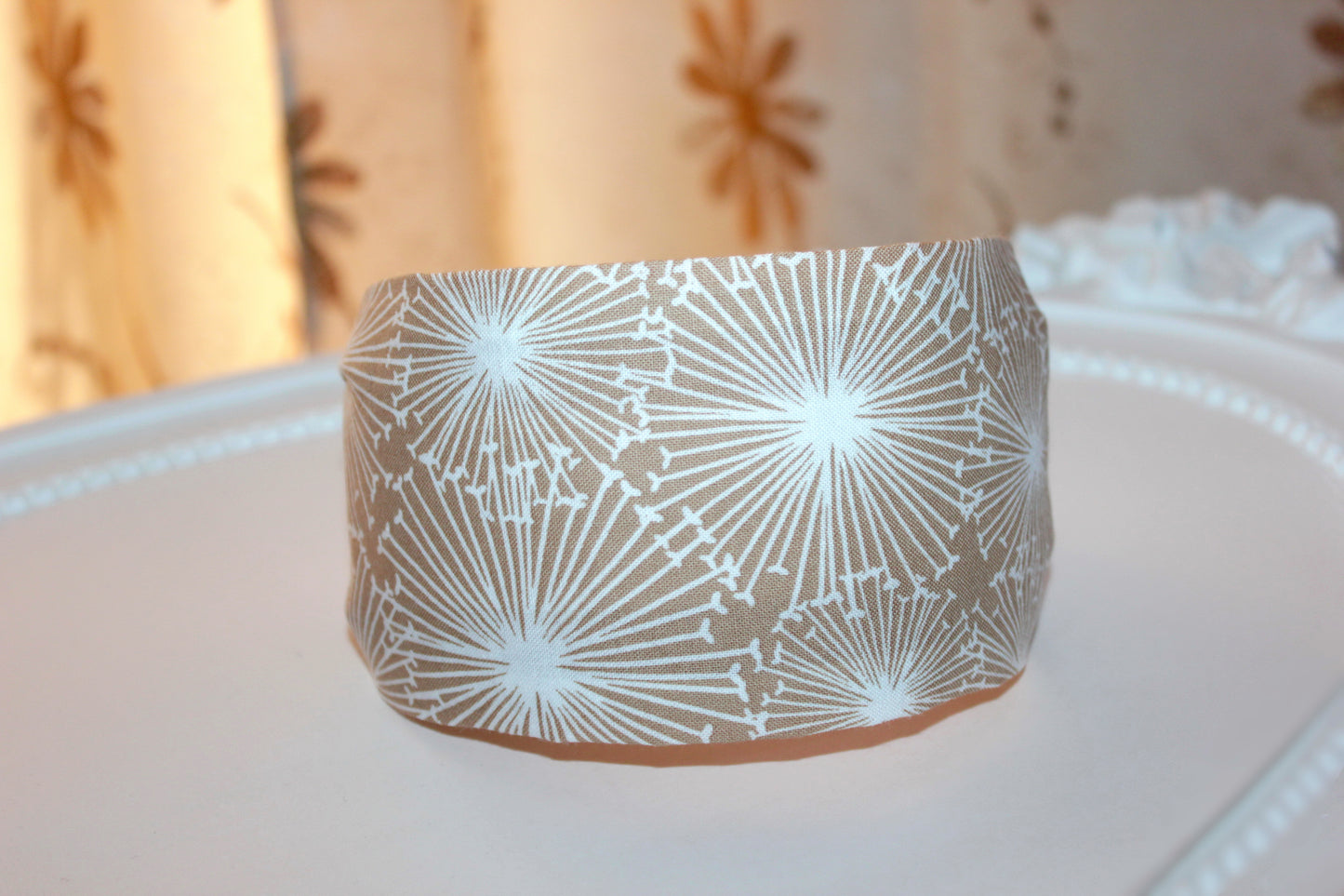 Fabric headband for women Cotton print beige head scarf