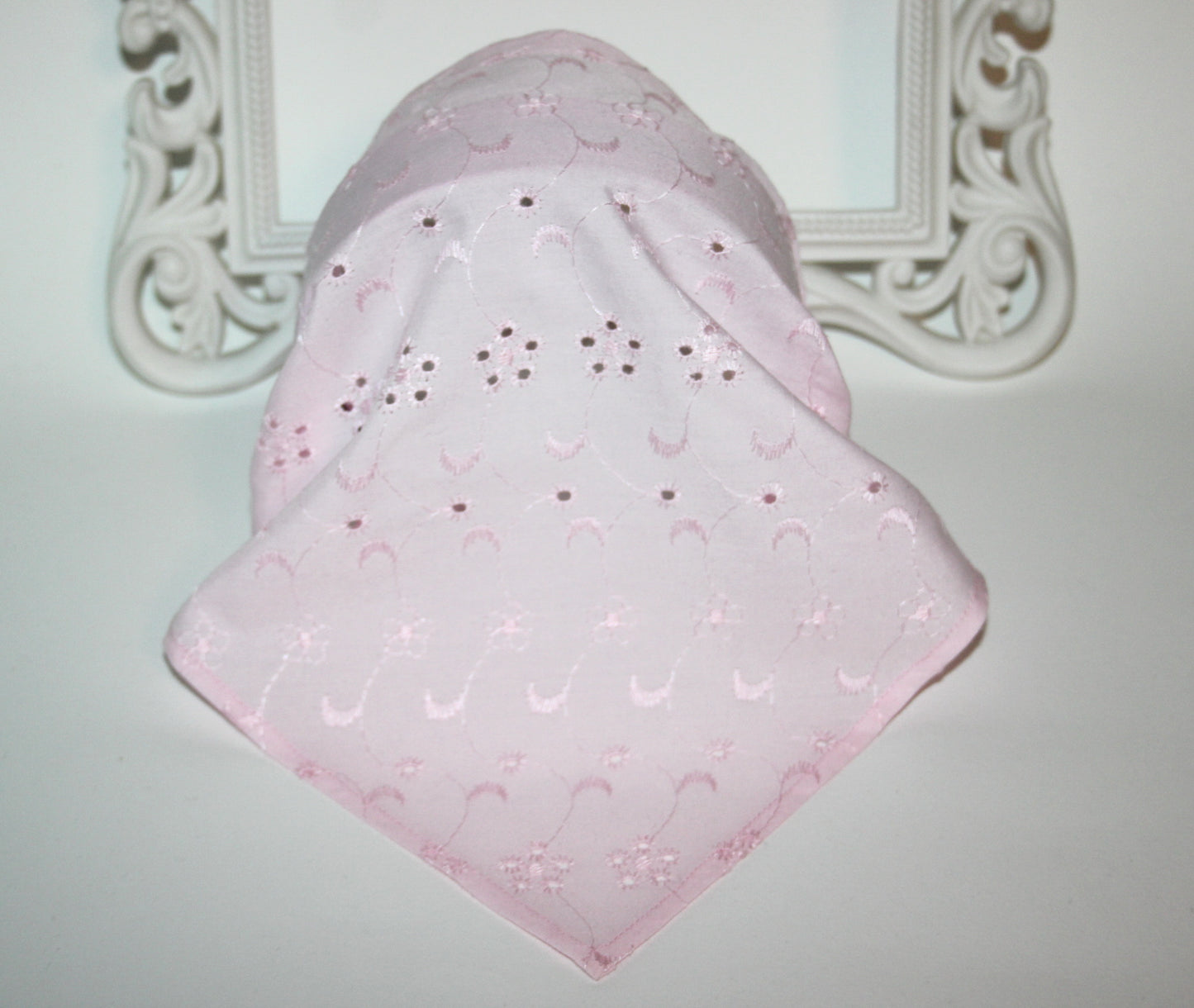 Pink hair kerchief Eyelet cotton bandana headband Triangle headcover