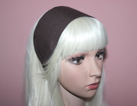 Dark Brown linen headband for women retro hairband