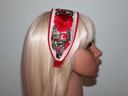 Boho floral haeadband 3" inch Embroidered women hairband