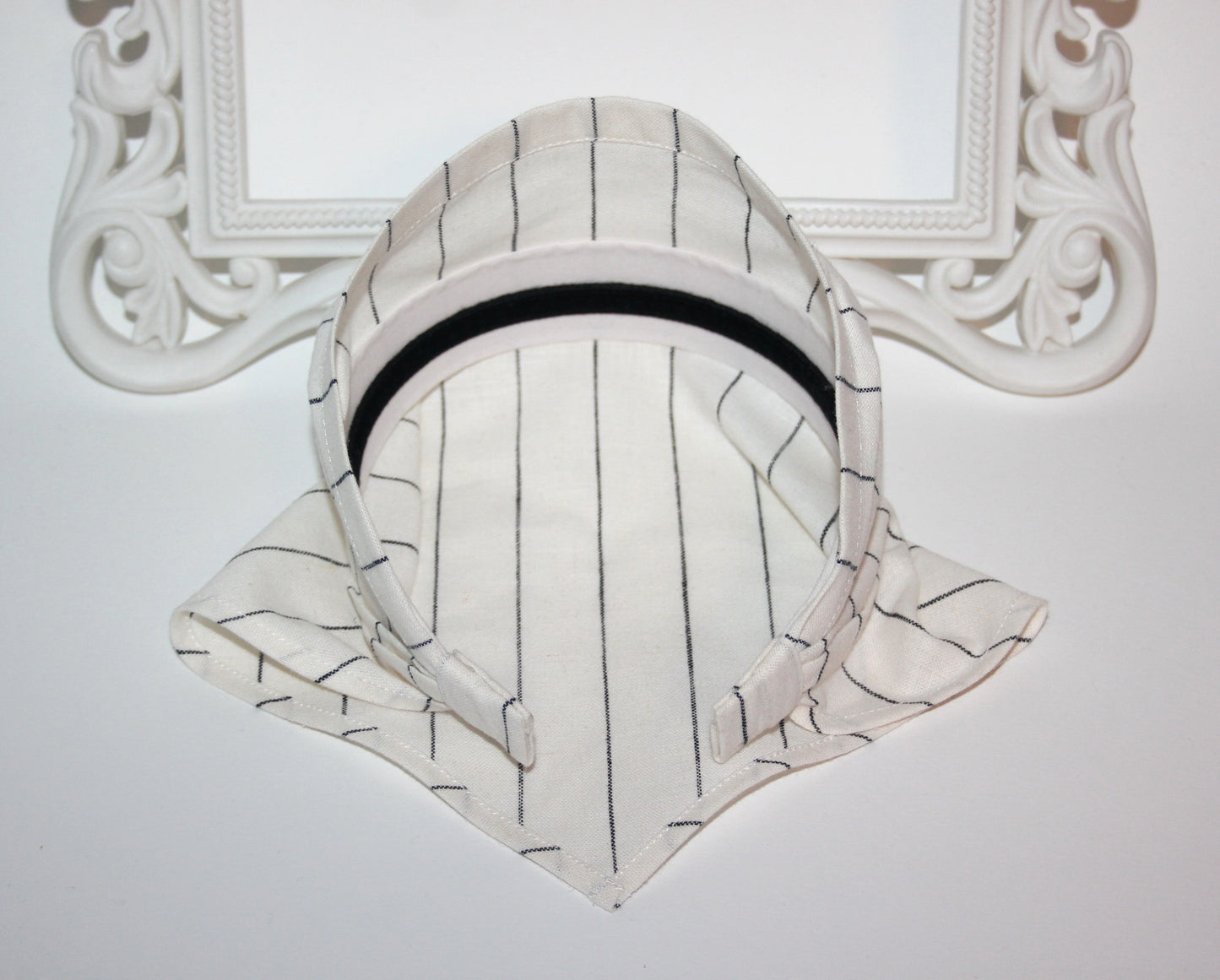 Ivory & Black stripe bandana Linen headband Structured retro head scarf Comfy hippie headband (Copy)