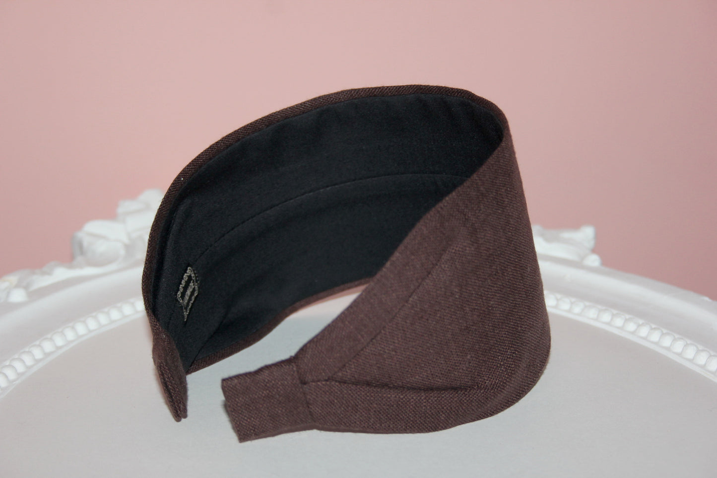 Dark Brown linen headband for women retro hairband
