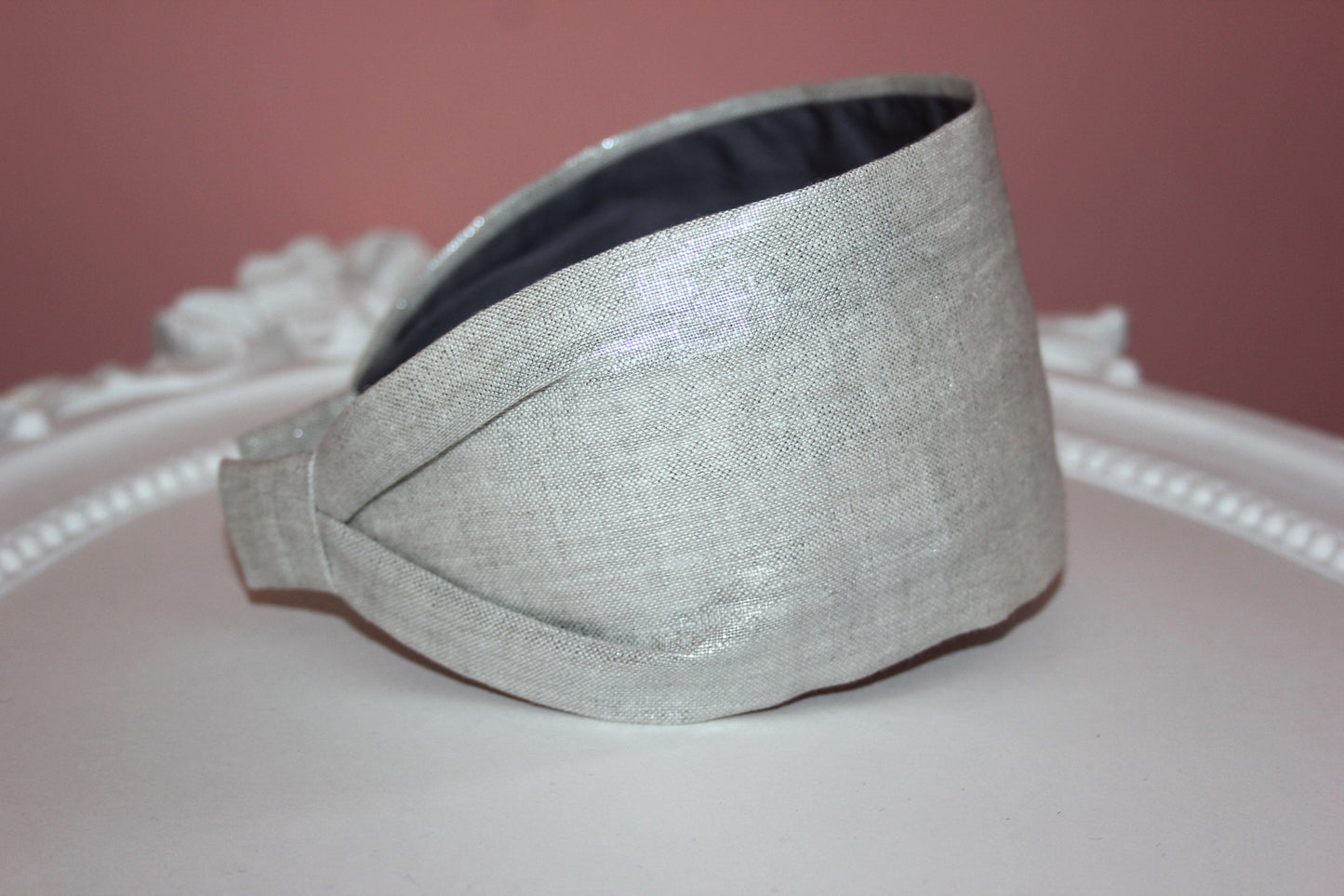 Linen headband women Stardust Silver hairband scarf