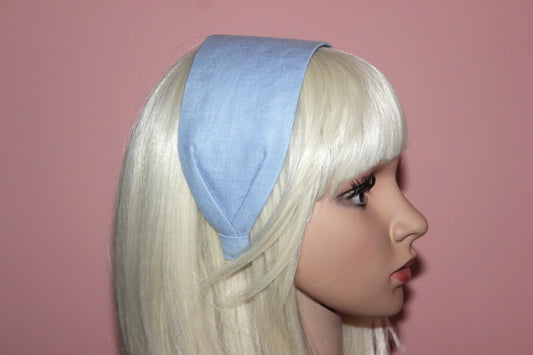 Baby Blue linen headband women plain hairband